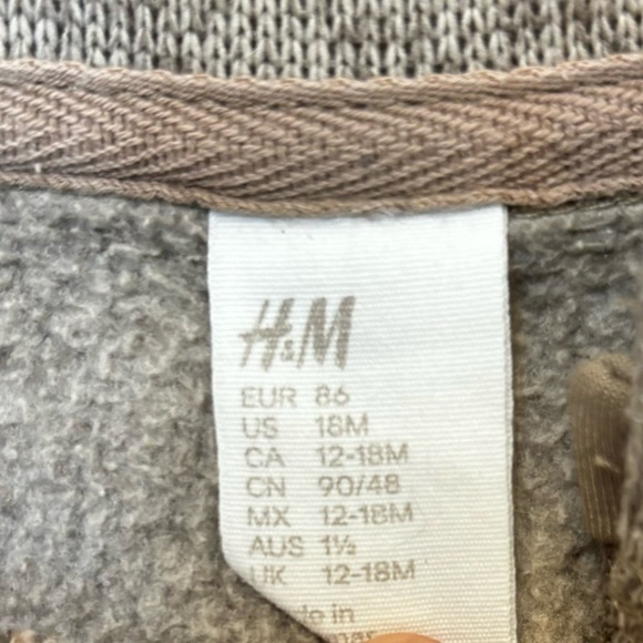 H&M Fleece Brown-Melange Tracksuit 12-18mo - Picture 4 of 4